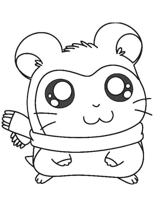 Coloring Mouse and scarf. Category cartoons. Tags:  mouse, scarf, eyes.