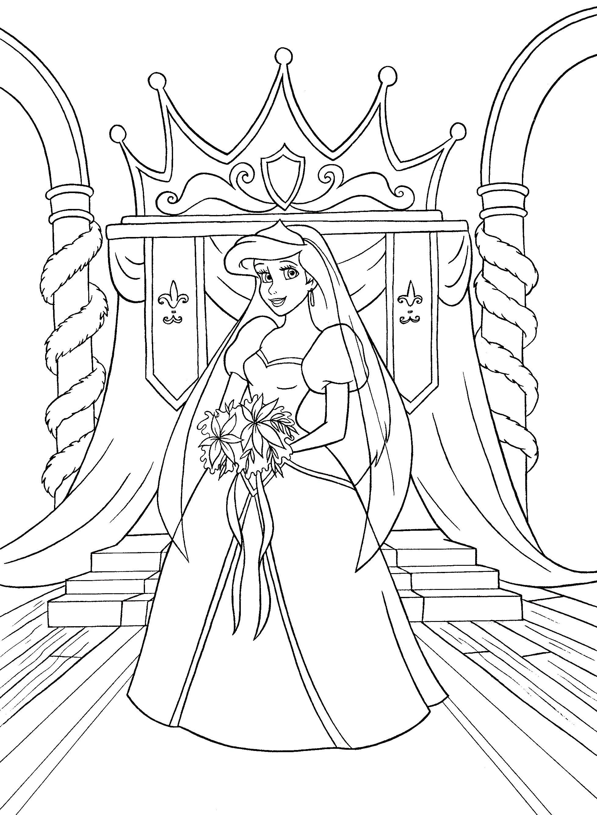 Название: Раскраска Невеста принцесса. Категория: Принцессы. Теги: принцессы, невесты, мультфильмы.