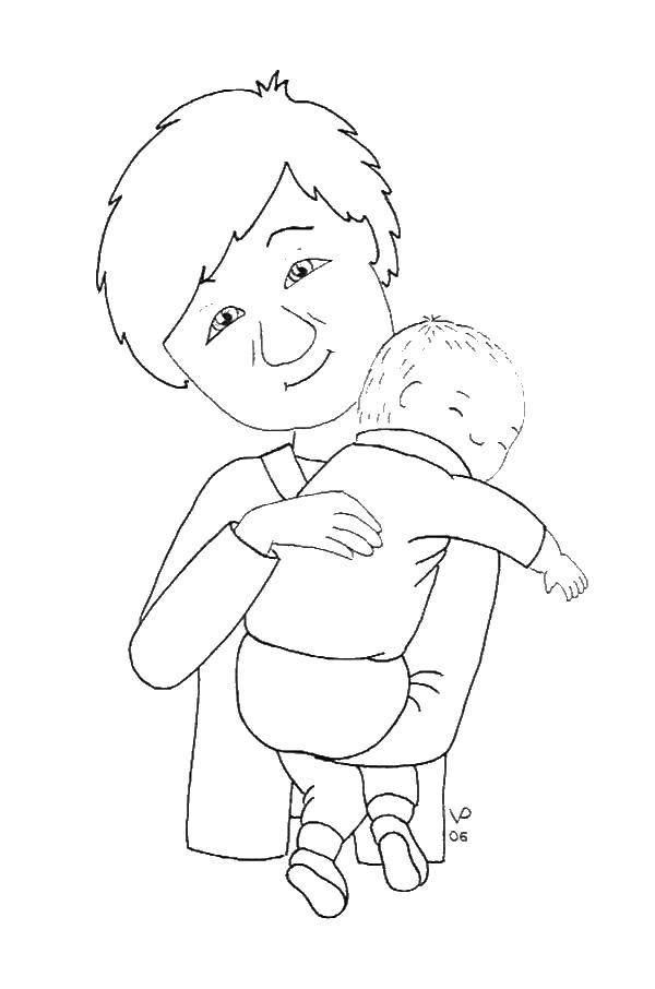 Coloring Father and child. Category children. Tags:  father, child.