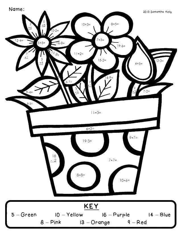 Coloring Coloring by numbers flower in a pot. Category coloring by numbers. Tags:  coloring by numbers, flowers.