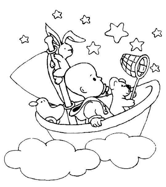 Название: Раскраска Ребенок в ванночке. Категория: дети. Теги: ребенок, ванна, кролик, мишка, звезды.
