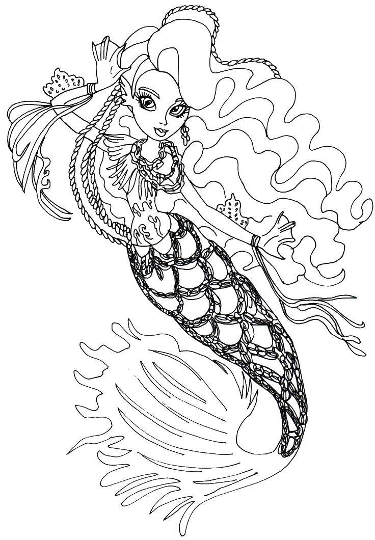 Coloring Mermaid Sirena von Boo Ghost. Category Monster high. Tags:  mermaid Ghost, SIRENA VON BOO.