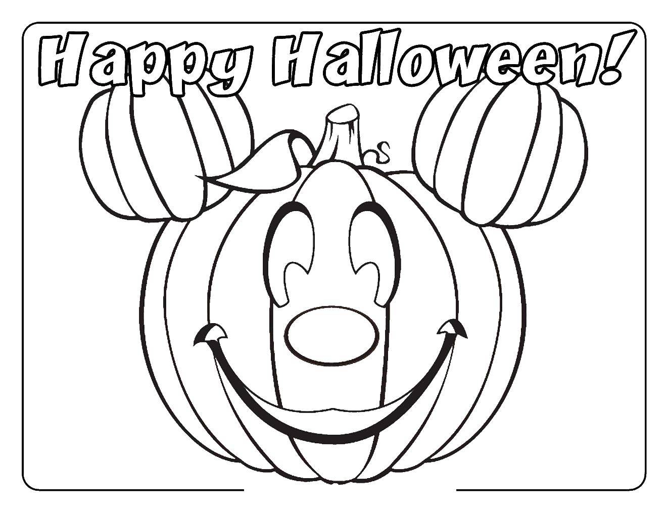 Coloring Mickey pumpkin on Halloween. Category Halloween. Tags:  Mickymaus, Halloween.