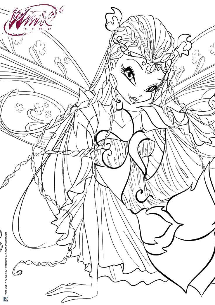 Coloring Winx with wings. Category Winx. Tags:  winx fairies dress.