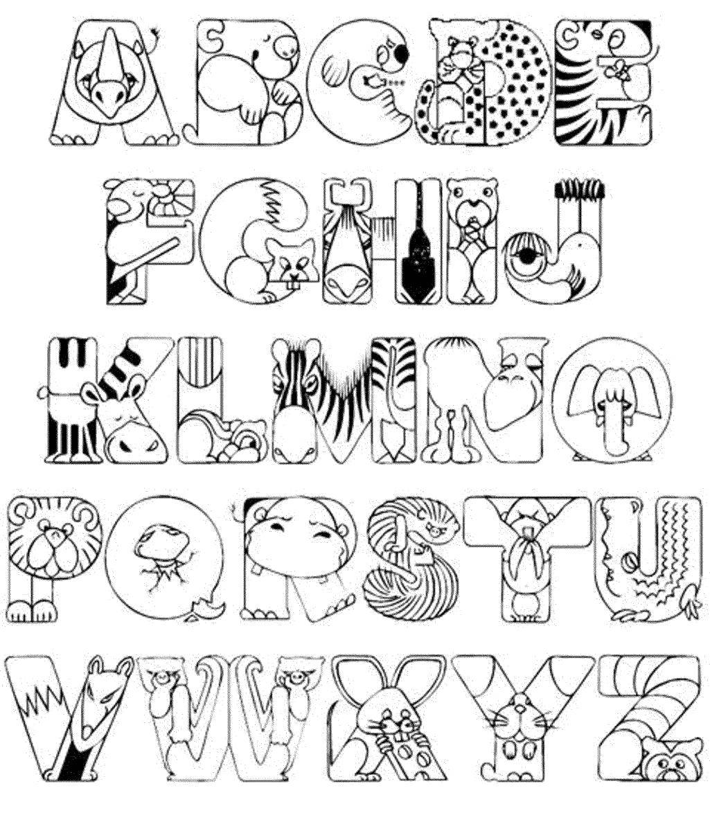 Coloring Zoo alphabet. Category English alphabet. Tags:  English alphabet, letters, zoo.