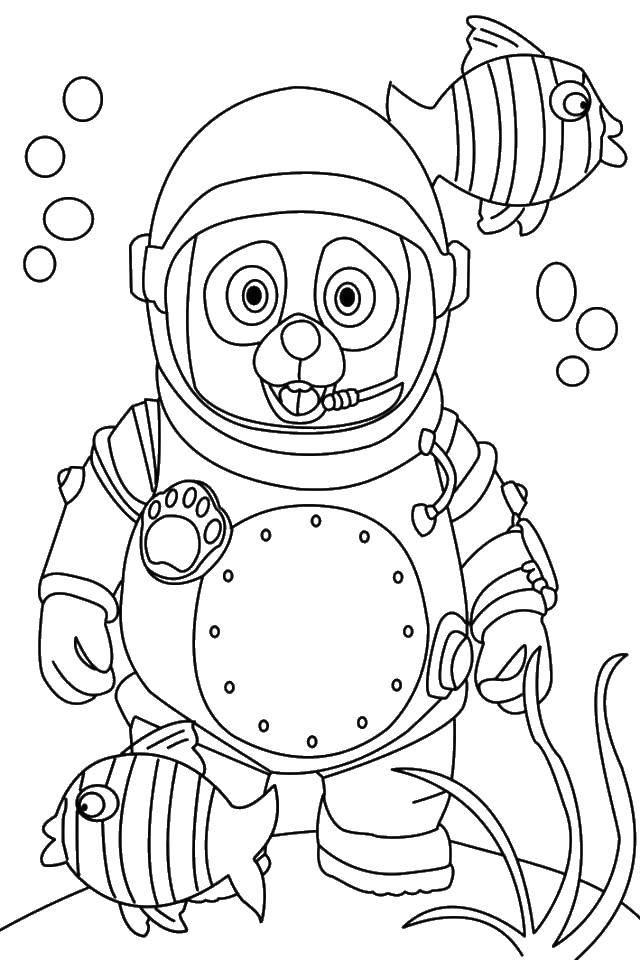 Coloring Scuba diver and fish. Category fish. Tags:  fish, scuba, sea.