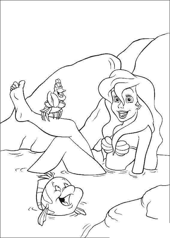 Coloring Ariel in the water with legs. Category The little mermaid. Tags:  Ariel, mermaid.