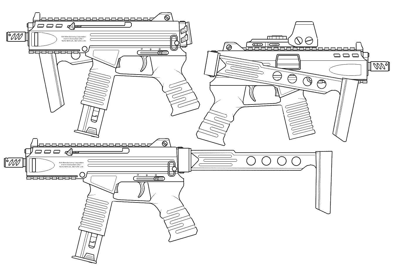 Coloring Machines. Category weapons. Tags:  weapons, machine guns..