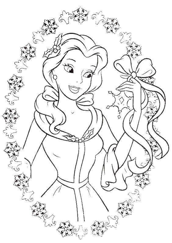 Coloring Belle in the frame. Category Disney coloring pages. Tags:  princesses, cartoons, tales, Bel.