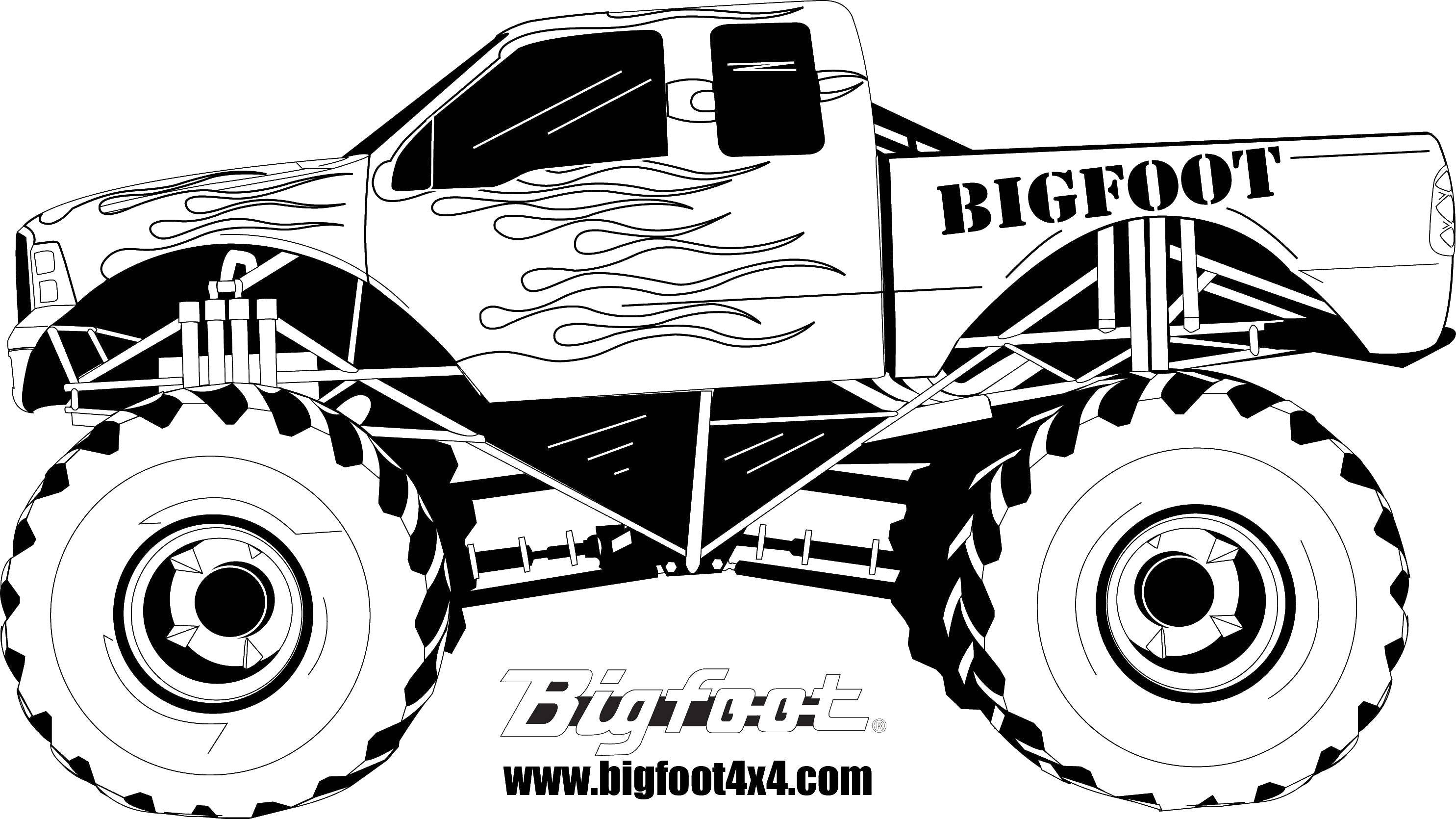 Название: Раскраска Bigfoot. Категория: Монстры. Теги: монстры, машины, джипы.