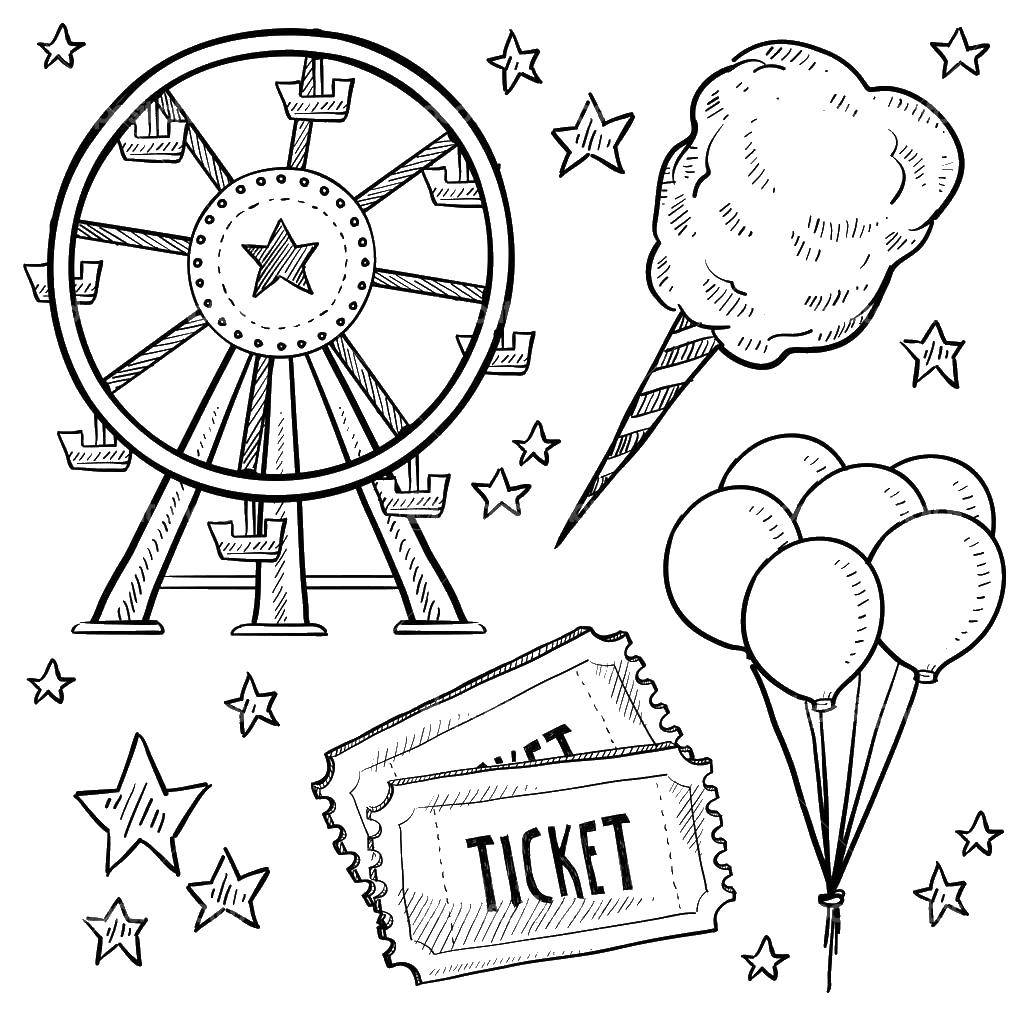 Coloring Carnival tickets. Category holiday. Tags:  carnival, holidays.