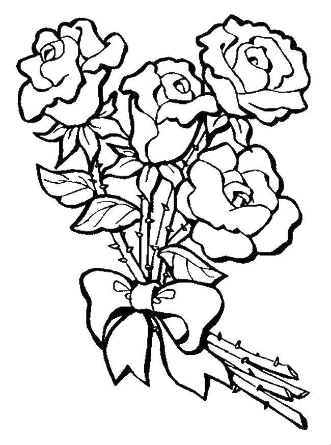 Название: Раскраска Букет из чудесных роз. Категория: Цветы. Теги: Цветы, букет, розы.