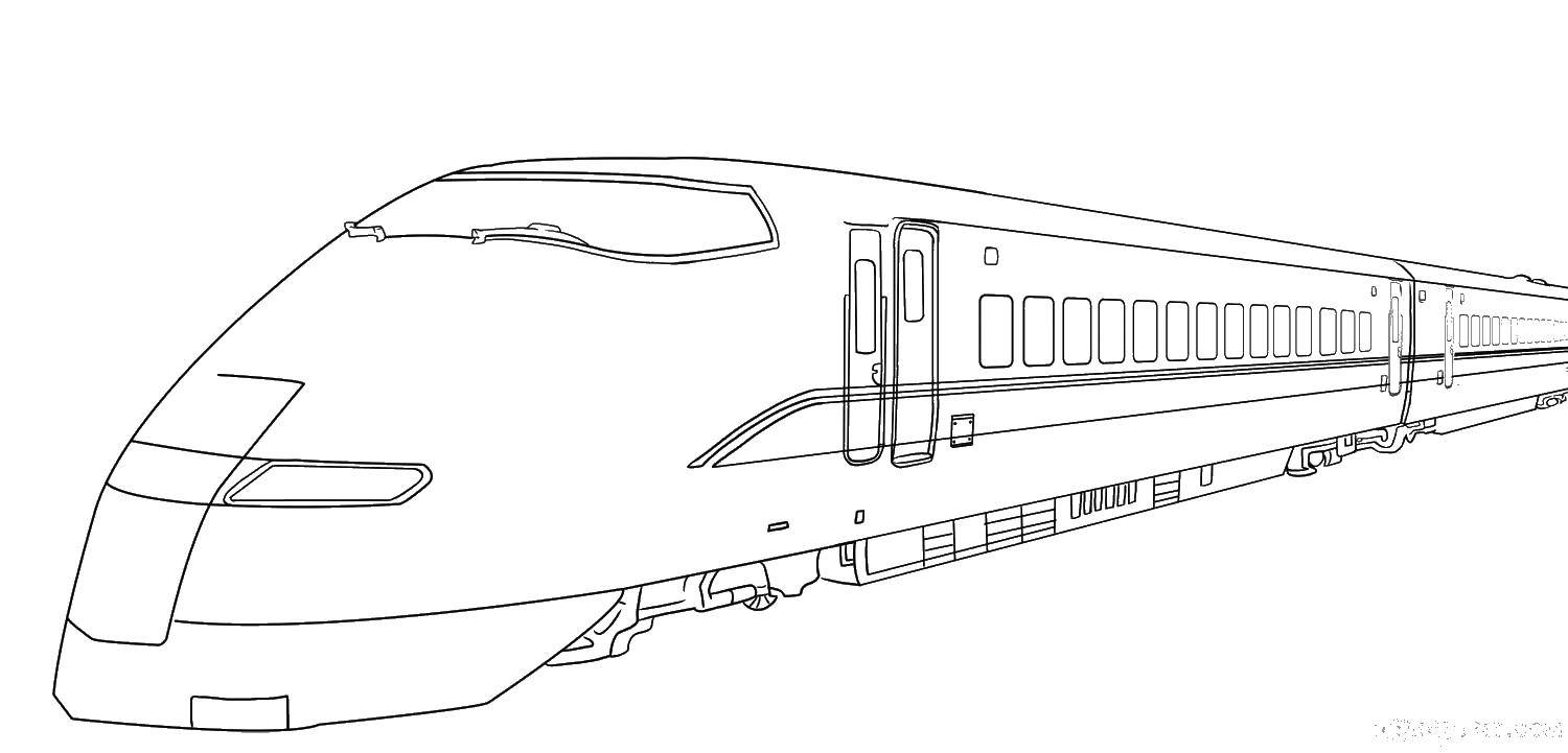 Название: Раскраска Длинный поезд. Категория: поезд. Теги: поезда, транспорт.