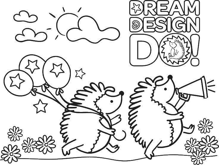 Coloring Two of the hedgehog. Category Animals. Tags:  animals, HEDGEHOGS, BALLOONS.