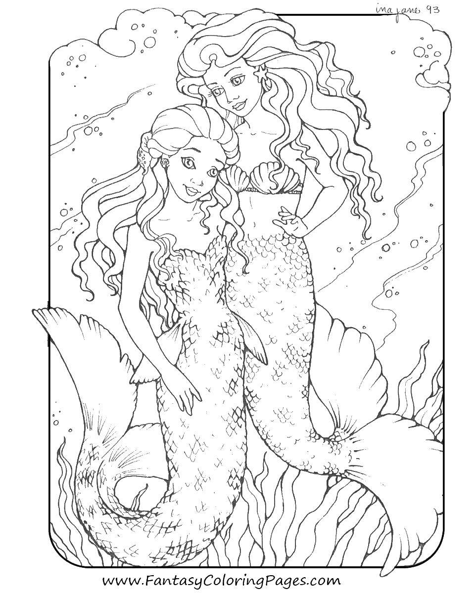 Coloring Two mermaids. Category The little mermaid. Tags:  mermaids.