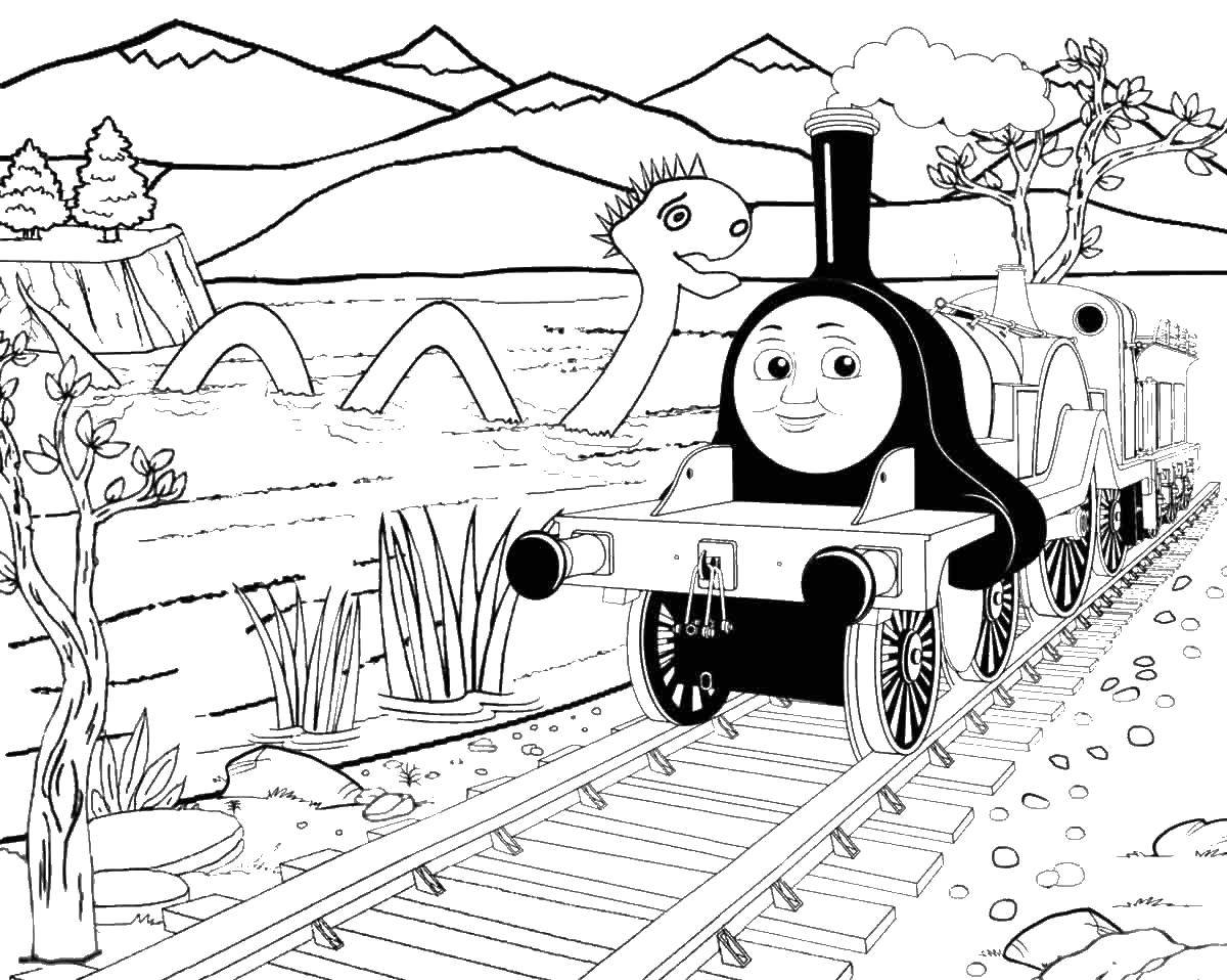 Название: Раскраска Едет поезд. Категория: поезд. Теги: поезда, малышам, рельсы.