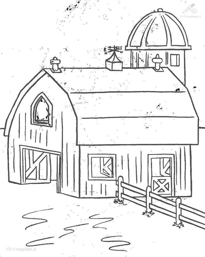 Название: Раскраска Ферма амбар для животных. Категория: здания. Теги: амбар, ферма.