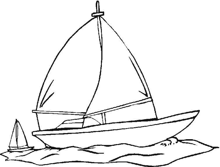 Название: Раскраска Кораблик в море. Категория: корабль. Теги: корабли, море, вод.