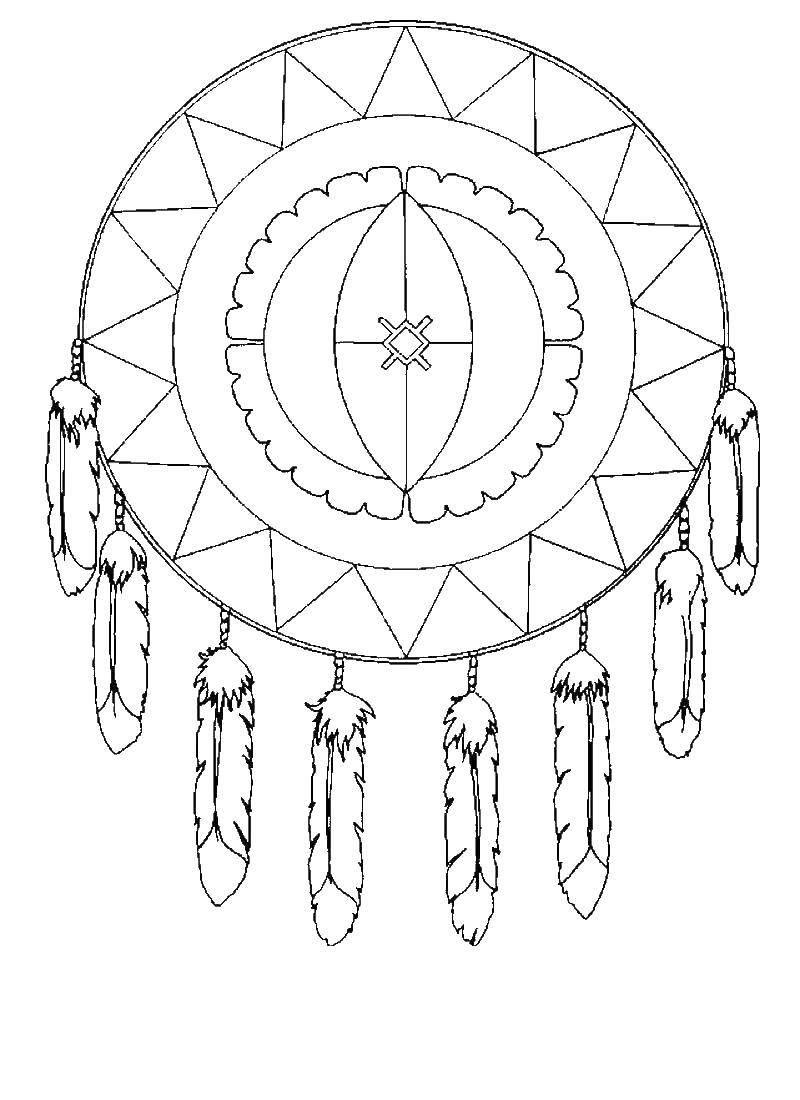 Coloring Dreamcatcher patterned. Category Coloring pages for kids. Tags:  catcher, Indians.