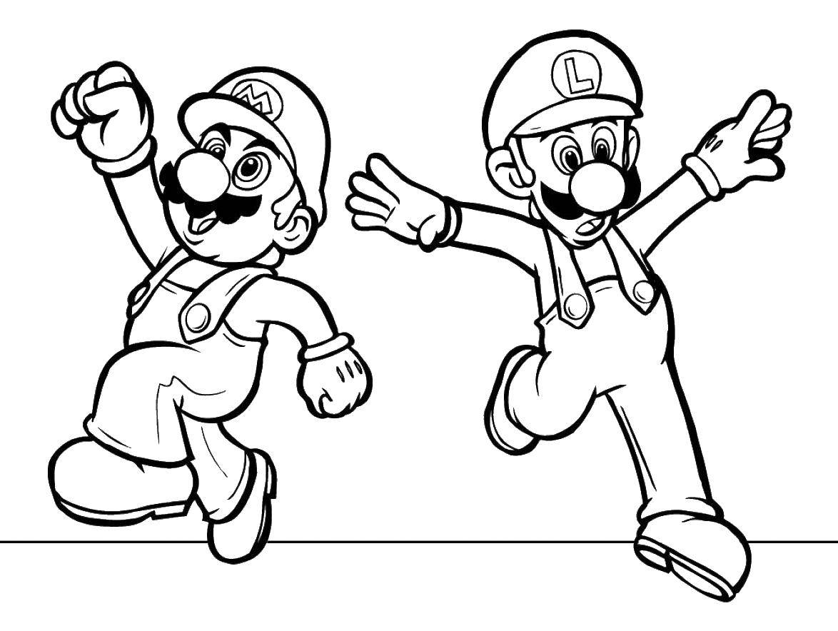 Название: Раскраска Марио и луиджи. Категория: марио. Теги: марио, луиджи, игры, сега.
