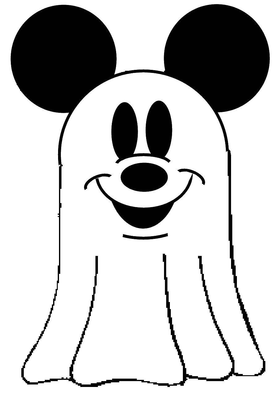 Coloring Mickey mouse Ghost. Category Disney cartoons. Tags:  Mickymaus, .