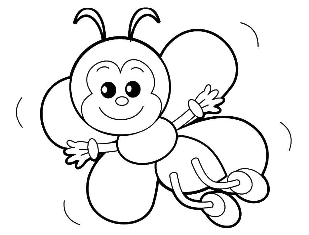 Название: Раскраска Милая пчелка. Категория: Насекомые. Теги: насекомые, пчелы, малышам.