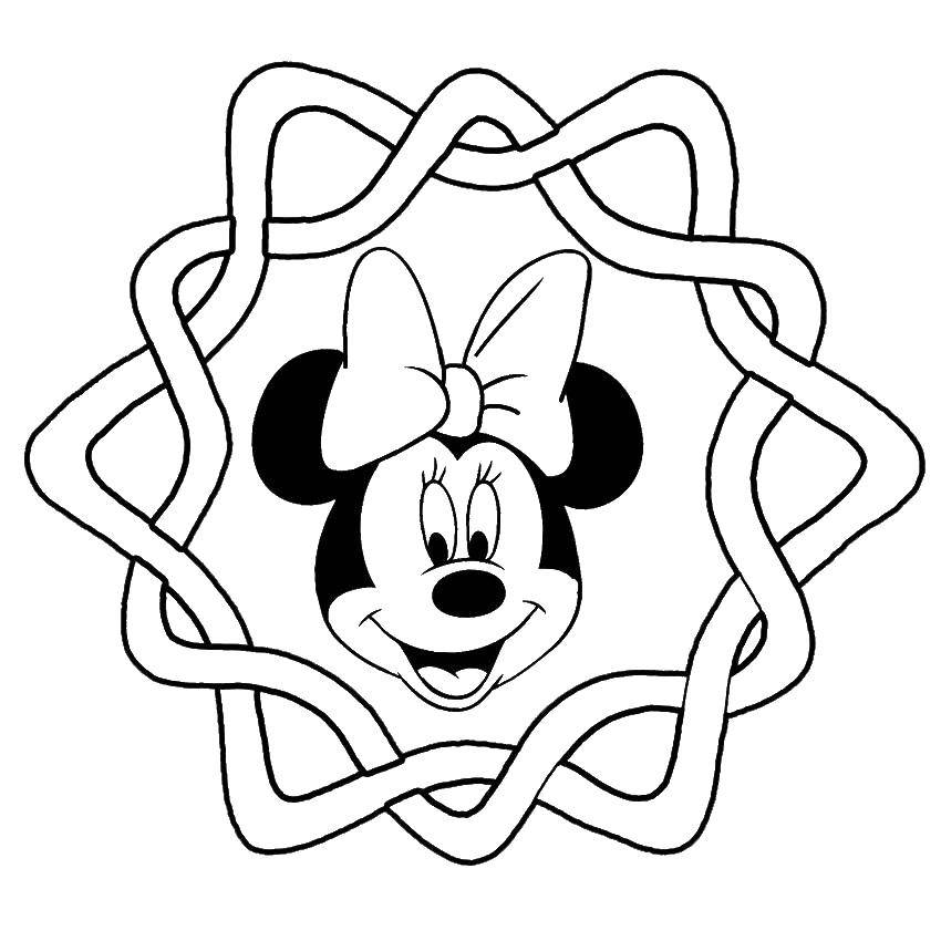 Coloring Minnie mouse in the picture. Category Mickey mouse. Tags:  Minnie, Mickymaus.