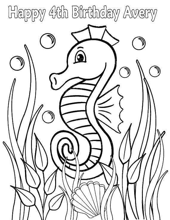 Coloring Seahorse. Category marine. Tags:  sea, sea, sea horse.