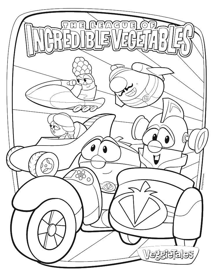 Название: Раскраска Овощи. Категория: мультфильмы. Теги: мультфильмы, овощи.