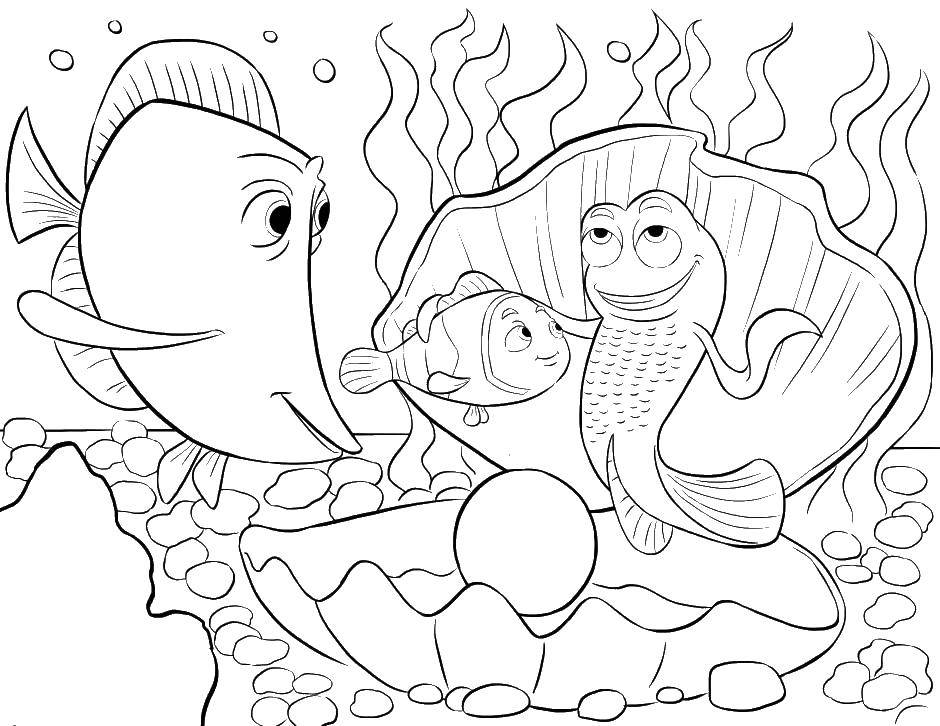 Название: Раскраска Рыбки и немо. Категория: мультфильмы. Теги: мультфильмы, немо, рыбки.