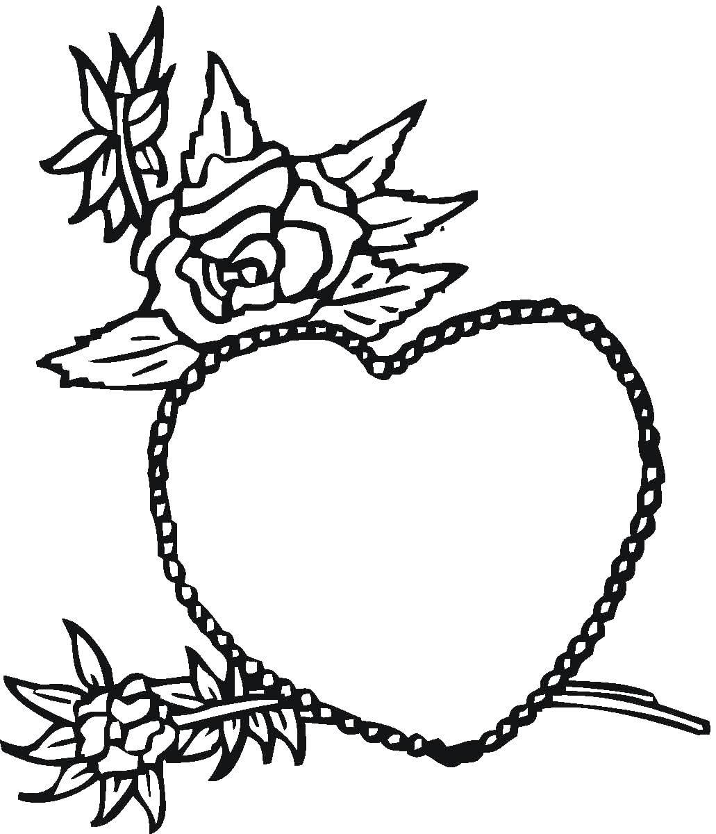 Название: Раскраска Сердечки и розы. Категория: Цветы. Теги: Цветы, сердце.
