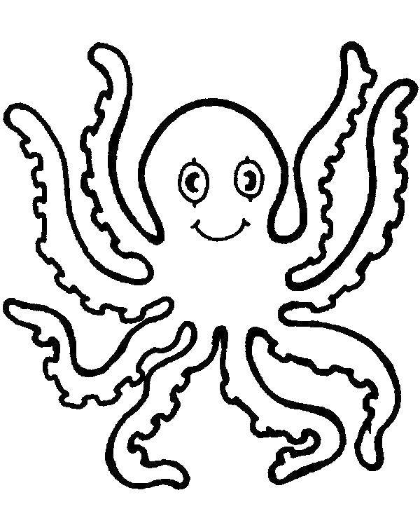 Название: Раскраска Веселый осьминог. Категория: малышам. Теги: Подводный мир, осьминог.