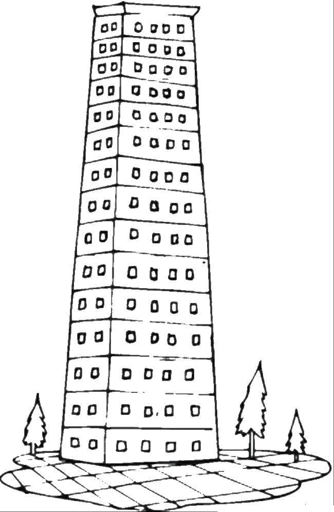 Название: Раскраска Высоко этажное здание. Категория: здания. Теги: здание, дом.