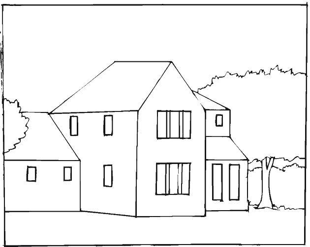 Coloring Residential house. Category building. Tags:  buildings, houses.