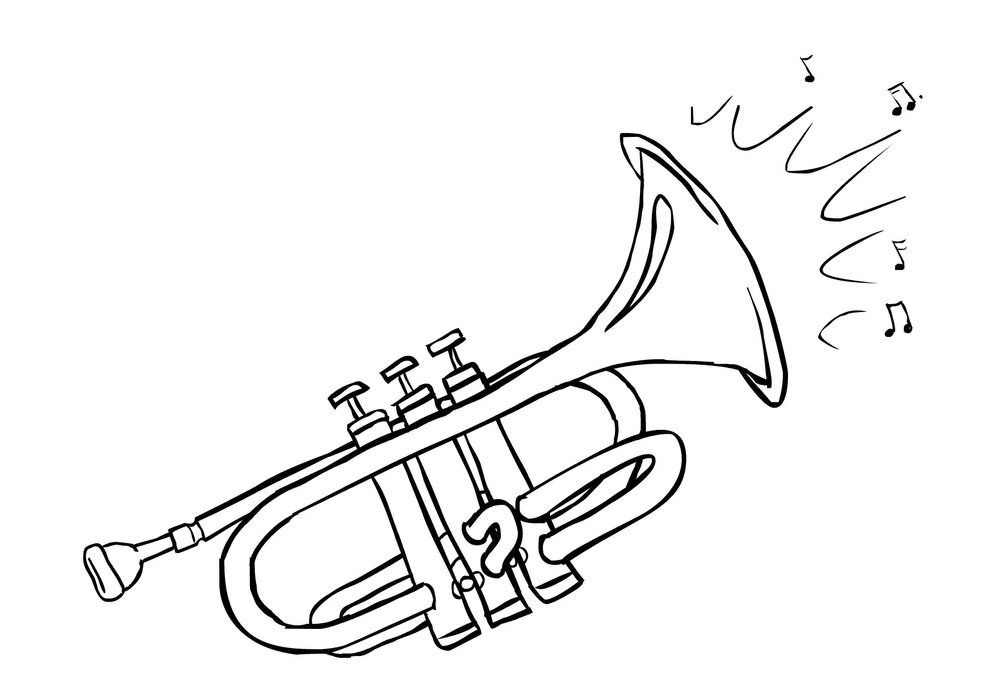 Название: Раскраска Звуки из трубы. Категория: музыкальные инструменты. Теги: Музыка, инструмент, музыкант, ноты.