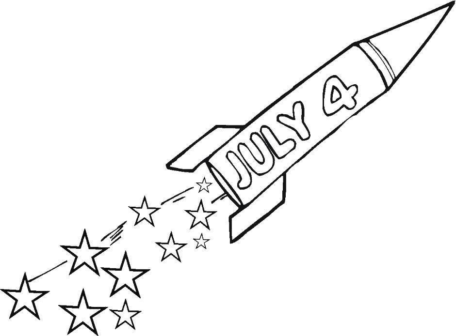 Название: Раскраска 4 июля. Категория: ракеты. Теги: ракеты, июль, праздник.