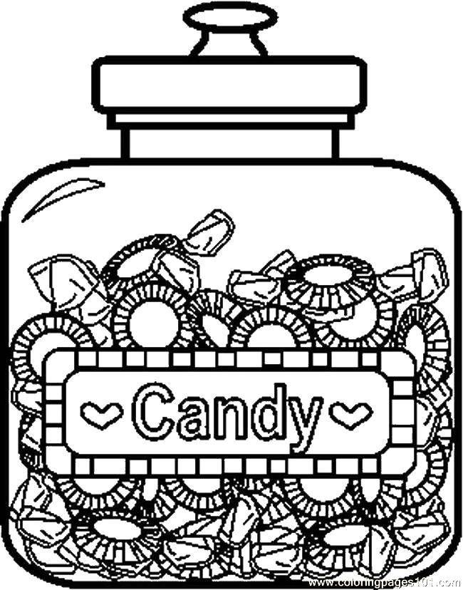 Название: Раскраска Банка со сладостями. Категория: сладости. Теги: сладости, конфеты.