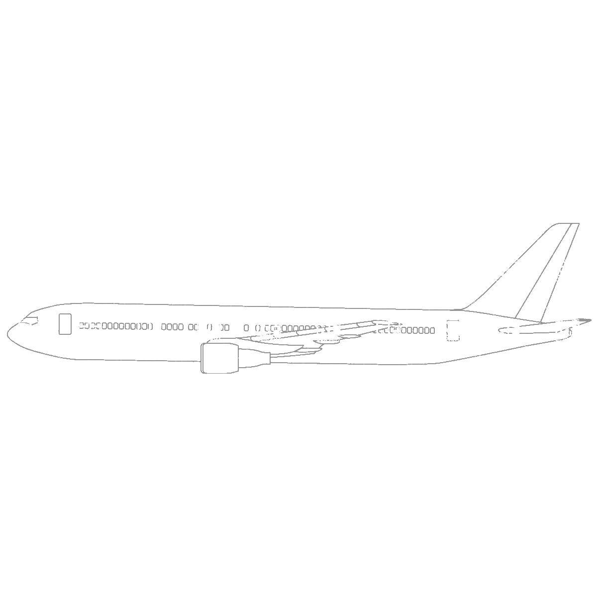 Название: Раскраска Длинный самолет. Категория: самолеты. Теги: самолеты, самолет, пассажирский самолет.