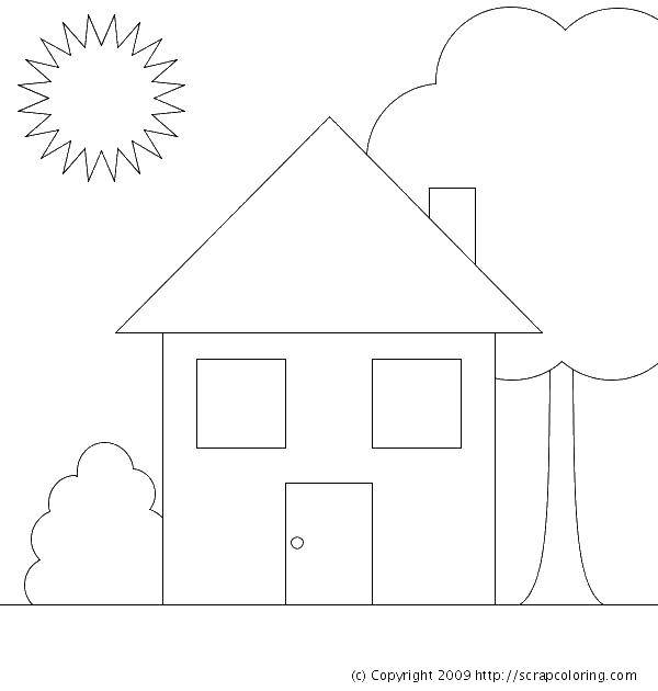 Coloring The house and tree. Category home. Tags:  house, roof, tree, sun.