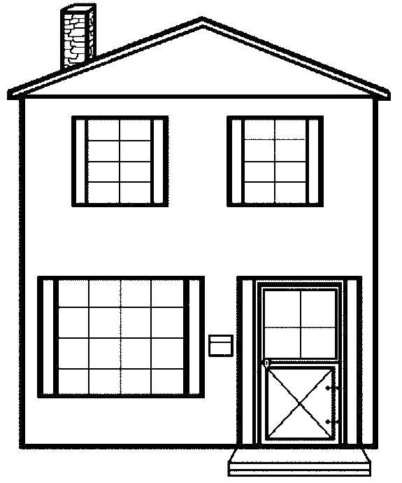 Название: Раскраска Дом и три окна. Категория: дома. Теги: дом, окна, двери.