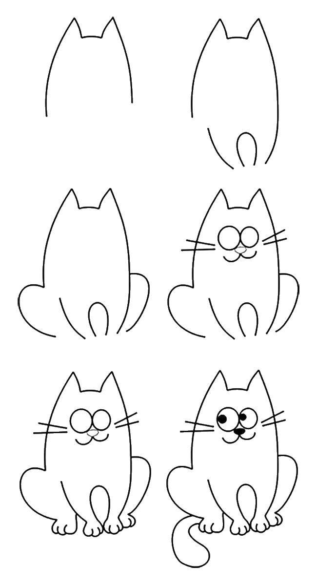 Название: Раскраска Как нарисовать кошечку. Категория: как нарисовать поэтапно животных. Теги: животные, кошки, кошка.