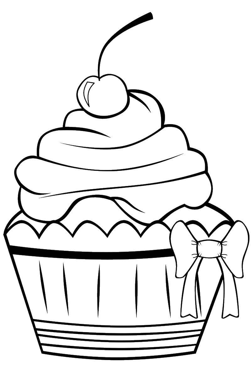 Coloring Cupcake with cherry. Category sweets. Tags:  muffins, pastries.