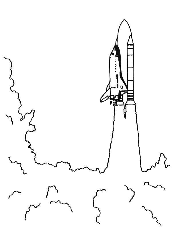 Название: Раскраска Клубы дыма от старта ракеты. Категория: ракеты. Теги: Ракета.