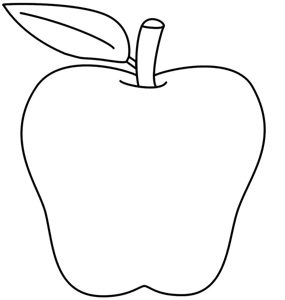 Название: Раскраска Контур большого яблока. Категория: Контуры фруктов. Теги: контур, яблоко, листок.