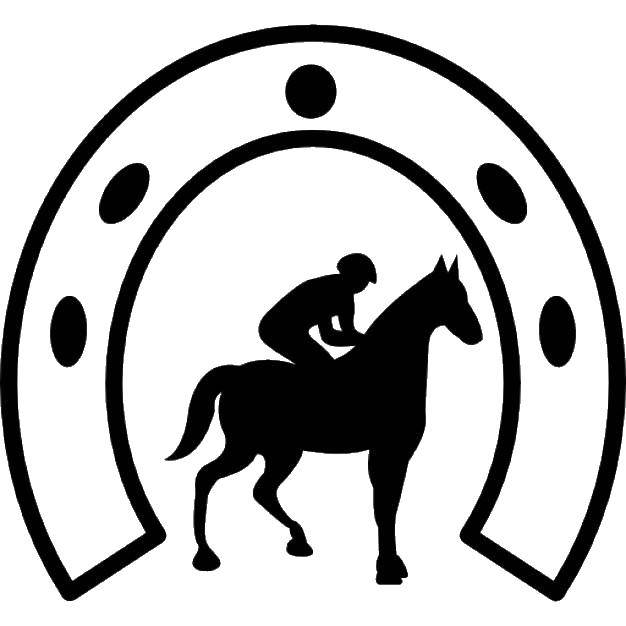 Название: Раскраска Контур лошади и всадника. Категория: контуры лошади. Теги: контуры, лошади.