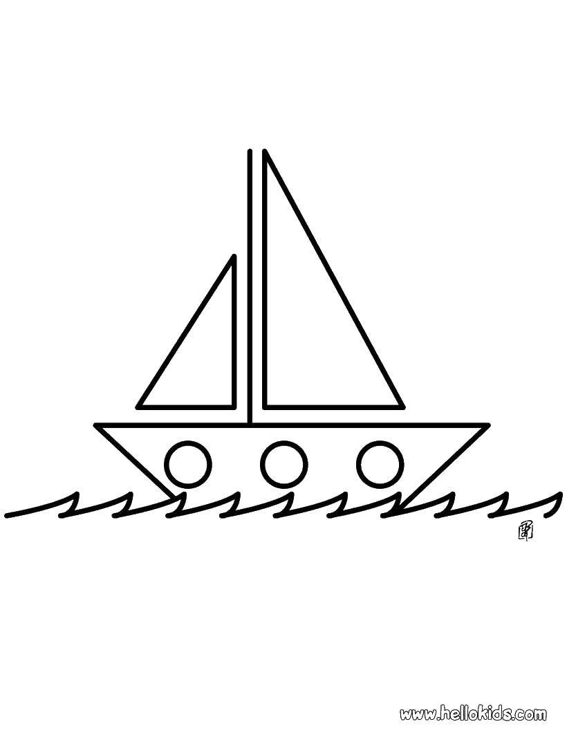 Название: Раскраска Кораблик на воде. Категория: корабли. Теги: кораблики, вода, море.