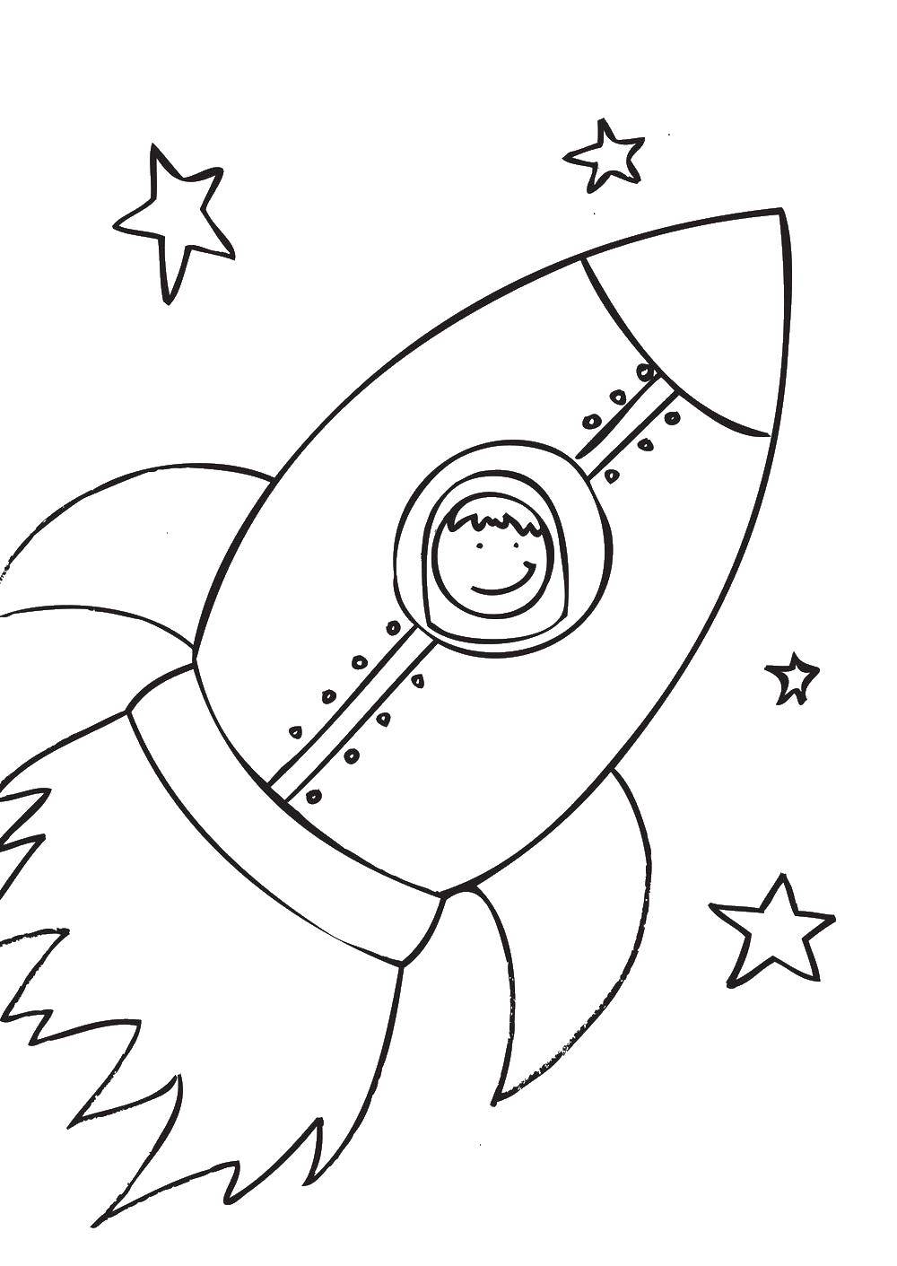 Coloring The astronaut in the rocket. Category rockets. Tags:  rocket, space, astronaut.