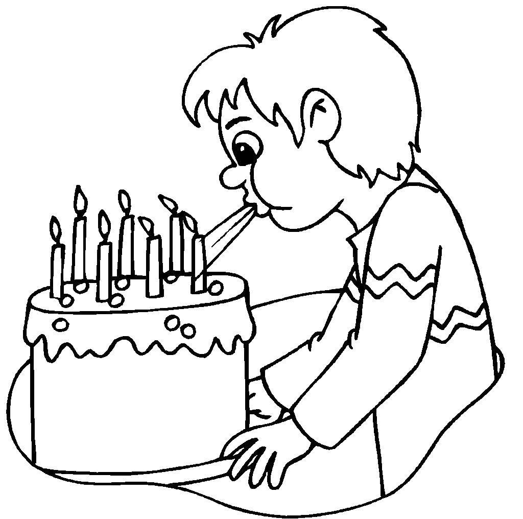 Название: Раскраска Мальчик задувает свечи. Категория: торты. Теги: мальчик, свечи, торт.