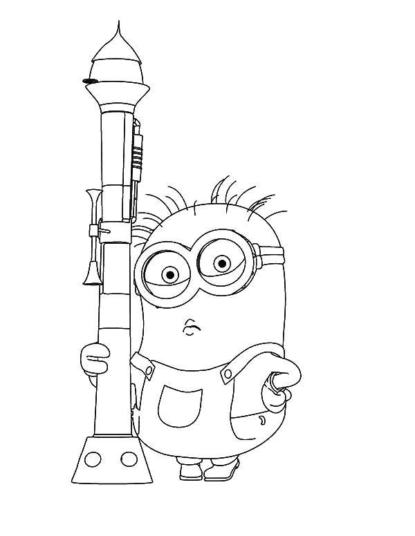 Coloring Minion with rocket. Category rockets. Tags:  Rocket.