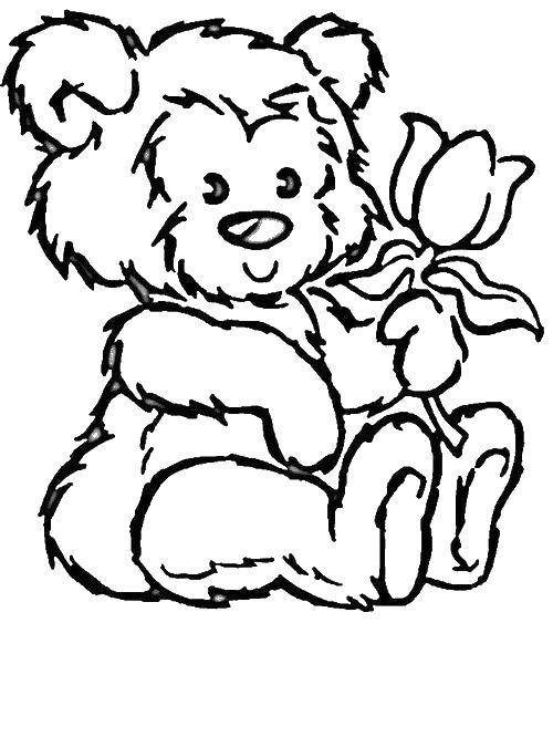 Coloring Bear with rose. Category the bears with flowers. Tags:  bear , rose, flower.